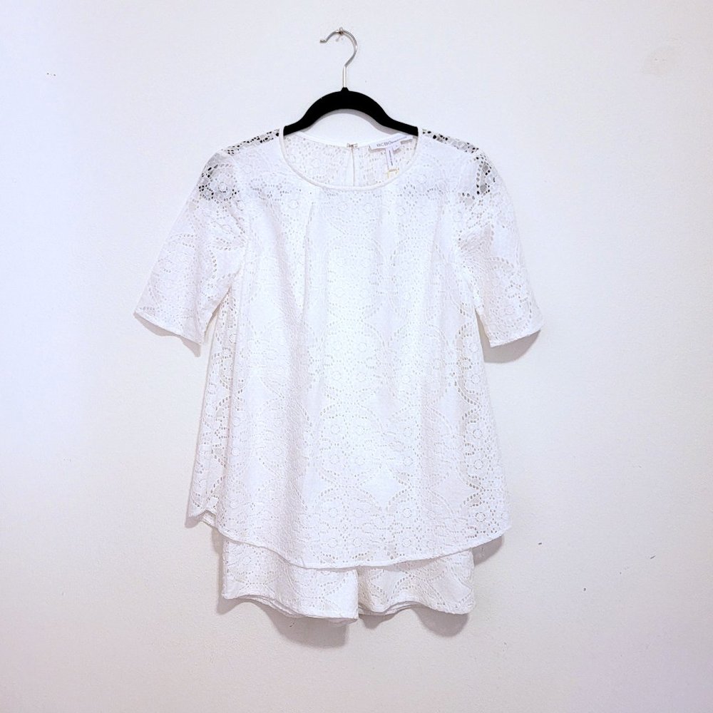 BDBG Jumpsuit, Jumper White Eyelet Shorts - Romper - Short Sleeve NWT 0
